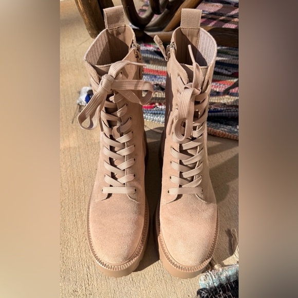 Sam Edelman Beige Lace-Up Women's Boots - Picture 1 of 6